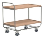 Rullebord med aluminiumsstel. 2 hylder i b�gemelamin