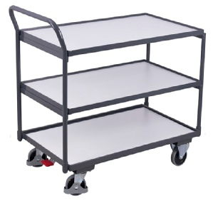 ESD rullebord med 3 hylder og kant p� bordplader