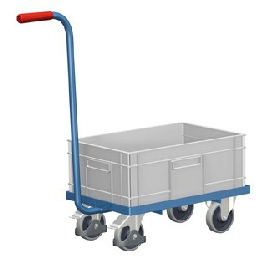 Tr�kvogn med greb. Med 40 liter plastkasse.