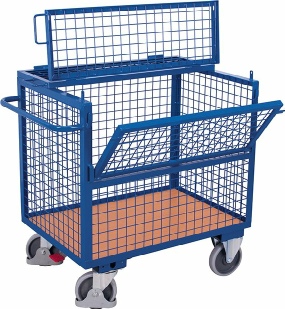 Kassevogn med 4 gittersider og topl�g. Transportvogn