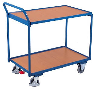 Rullbord med 2 hylder og lodretst�ende h�ndtag