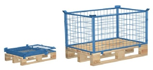 Pallesider af st�lr�r og gitter. Malede